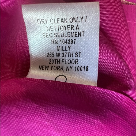 Milly New York Fuchsia Pink Green Abstract Floral Silk Pleated Skirt Size 2 - Picture 5 of 6